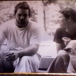 T and I on the circular stairs at ZMM 1998. Yummy.